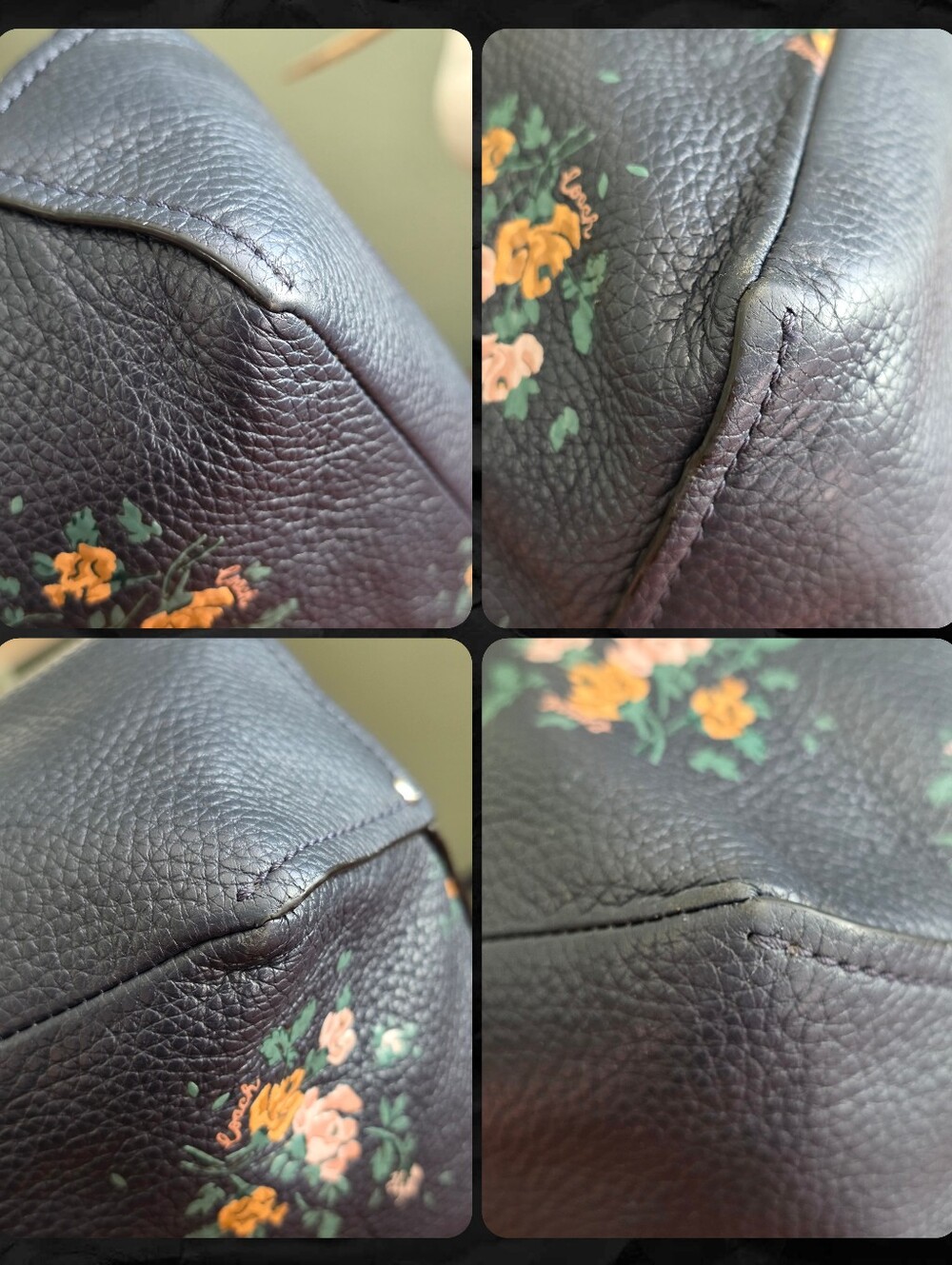 Coach 91022 Mini Abby Duffle Rose Bouquet Print Navy Leather Crossbody Bag - Picture 11 of 16